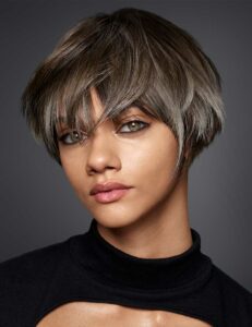 Woman with ash brown hair